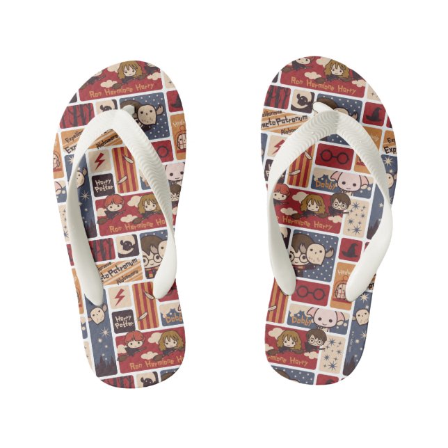 Harry Potter Cartoon Scenes Pattern Kid's Thongs (Footbed)