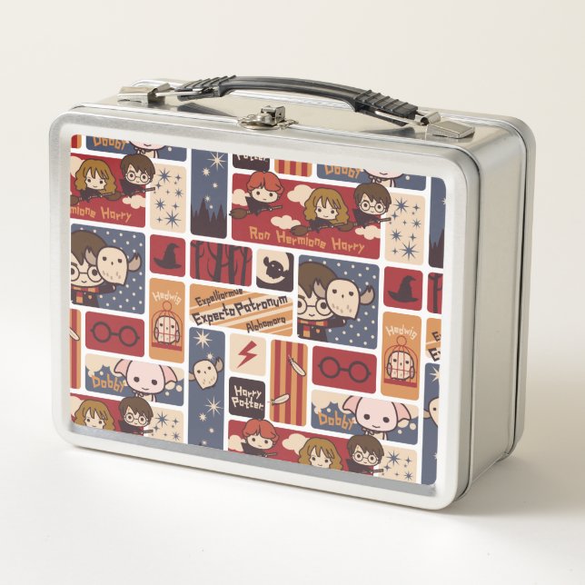 Harry Potter Cartoon Scenes Pattern Metal Lunch Box (Front)
