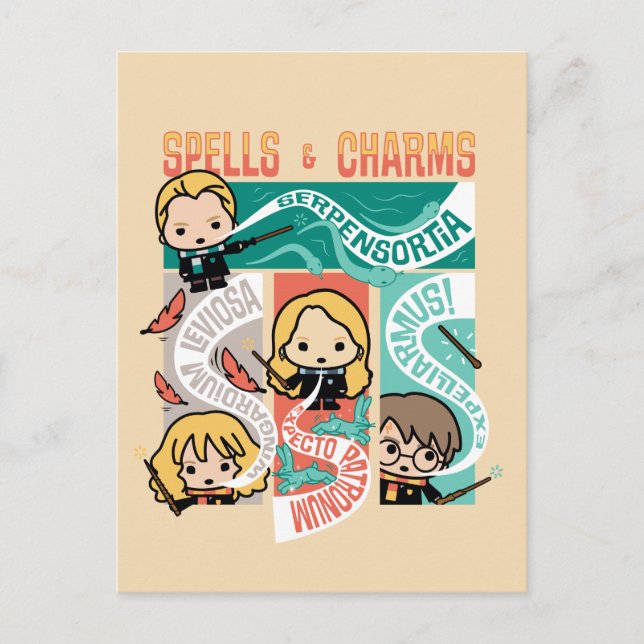 HARRY POTTER™ | CARTOON SPELLS & CHARMS POSTCARD (Front)