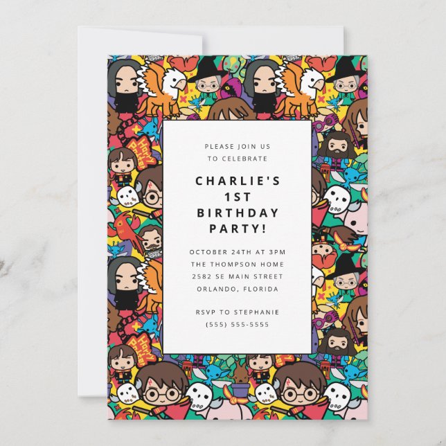 Harry Potter Character Pattern Birthday Invitation (Front)