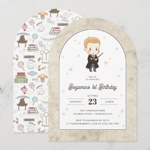 Harry Potter Chibi Draco Malfoy Wizard Birthday Invitation