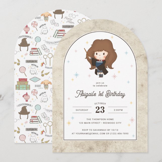 Harry Potter | Chibi Hermione Wizard Birthday  Invitation (Front/Back)