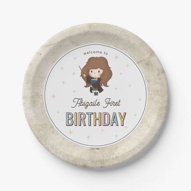 Harry Potter Chibi Hermione Wizard Birthday Paper Plate (Front)