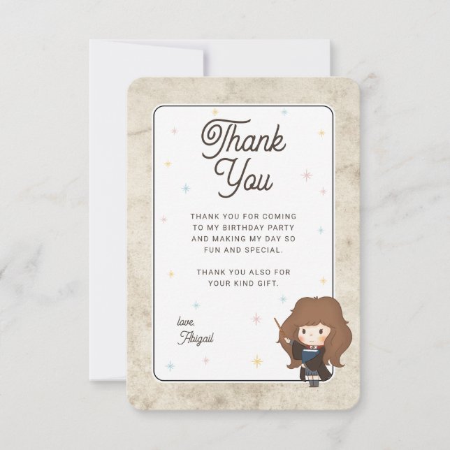 Harry Potter Chibi Hermione Wizard Birthday Thank You Card (Front)