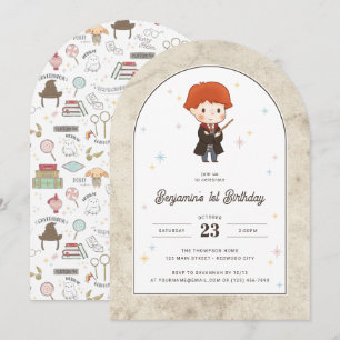 Harry Potter Chibi Ron Weasley Wizard Birthday Invitation