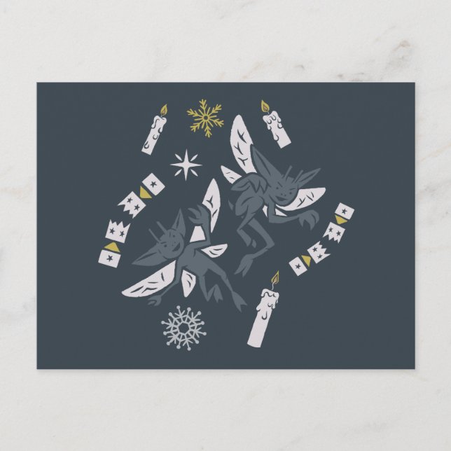 HARRY POTTER™ Cornish Pixies & Christmas Crackers Holiday Postcard (Front)