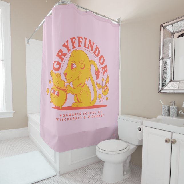 HARRY POTTER™ | Cute GRYFFINDOR™ Hogwarts School Shower Curtain (In Situ)