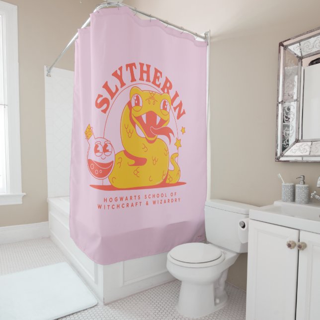 HARRY POTTER™ | Cute SLYTHERIN™ Hogwarts School Shower Curtain (In Situ)