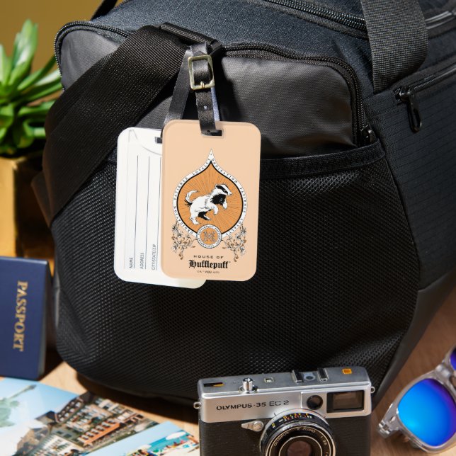 HARRY POTTER™ | Delicate Sketch HUFFLEPUFF™ Crest Luggage Tag (Front & Back)