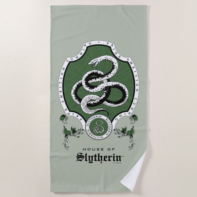HARRY POTTER™ | Delicate Sketch SLYTHERIN™ Crest Beach Towel (Front)