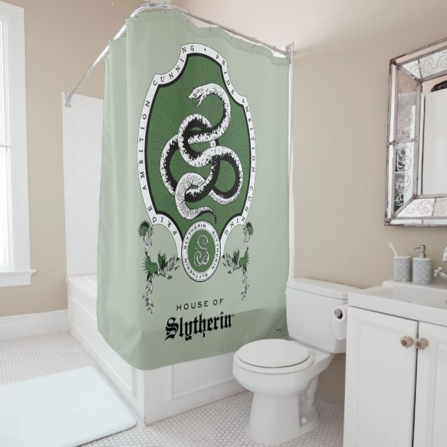 HARRY POTTER™ | Delicate Sketch SLYTHERIN™ Crest Shower Curtain (In Situ)