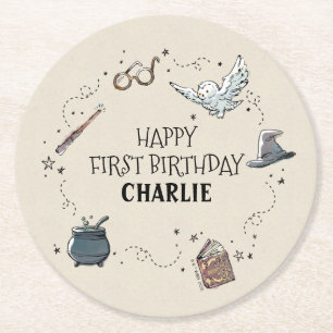 Harry Potter First Birthday Round Paper Coaster