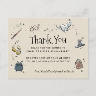 Harry Potter First Birthday Thank You Postcard