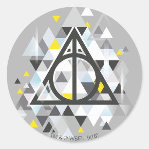 Harry Potter   Geometric Deathly Hallows Symbol Classic Round Sticker