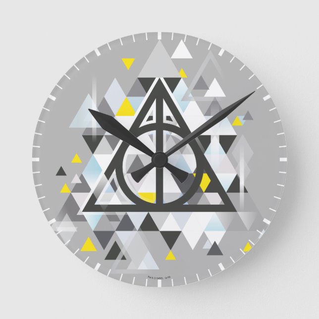 Harry Potter | Geometric Deathly Hallows Symbol Round Clock (Front)