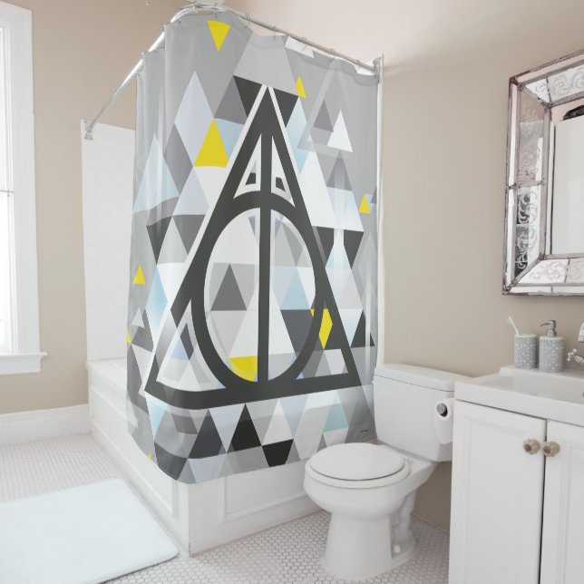 Harry Potter | Geometric Deathly Hallows Symbol Shower Curtain (In Situ)