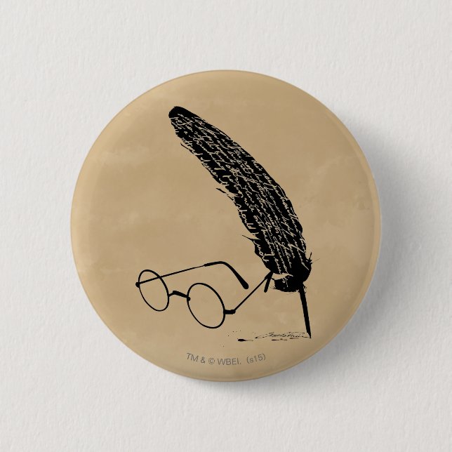 Harry Potter | Glasses And Quill 6 Cm Round Badge (Front)