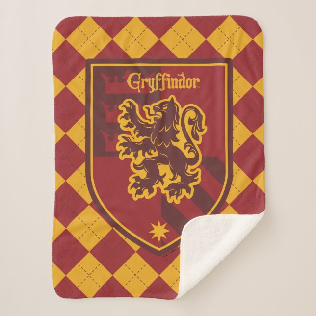 Harry Potter | Gryffindor House Pride Crest Sherpa Blanket (Front)