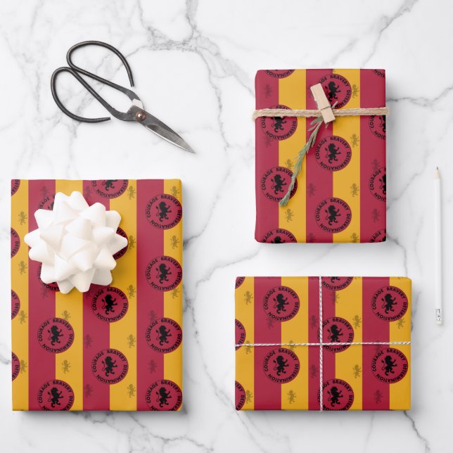 Harry Potter | GRYFFINDOR™ House Traits Graphic Wrapping Paper Sheet (Front)