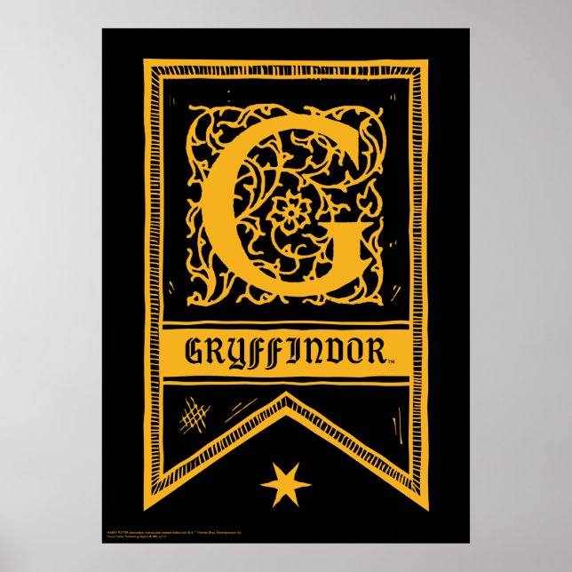 Harry Potter | Gryffindor Monogram Banner Poster (Front)
