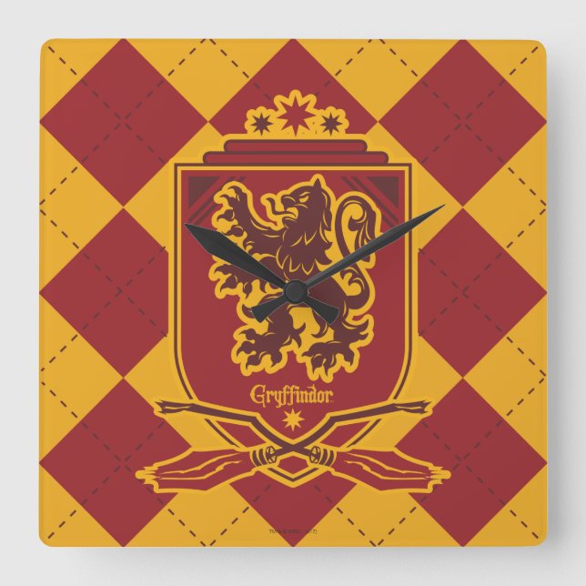 Harry Potter | Gryffindor QUIDDITCH™  Crest Square Wall Clock (Front)