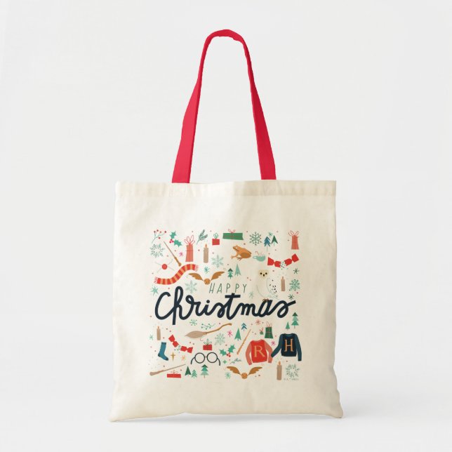 Harry Potter | Happy Christmas With Festive Icons Tote Bag (Front)