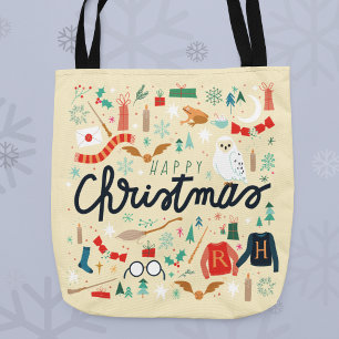 Harry Potter   Happy Christmas With Festive Icons Tote Bag