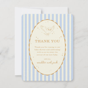 Harry Potter Hedwig Blue Stripe Baby Shower Thank You Card