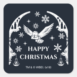HARRY POTTER™ Hedwig Delivering Holiday Letter Square Sticker