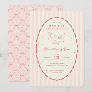 Harry Potter Hedwig Pink Magical Birthday Invitation