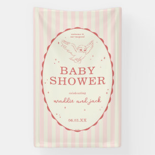 Harry Potter Hedwig Pink Stripe Baby Shower Banner