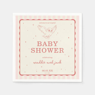 Harry Potter Hedwig Pink Stripe Baby Shower Napkin