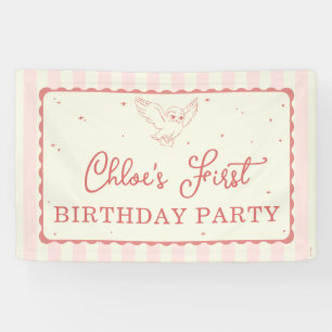 Harry Potter Hedwig Pink Stripe Birthday Banner