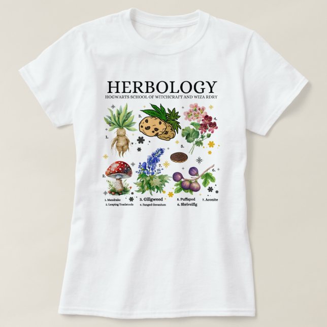 Harry Potter Herbology Plants Short Sleeve T-Shirt (Design Front)