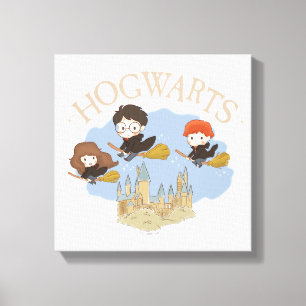 HARRY POTTER™, Hermione, & Ron Fly Over HOGWARTS™ Canvas Print
