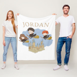 HARRY POTTER™, Hermione, & Ron Fly Over HOGWARTS™ Fleece Blanket