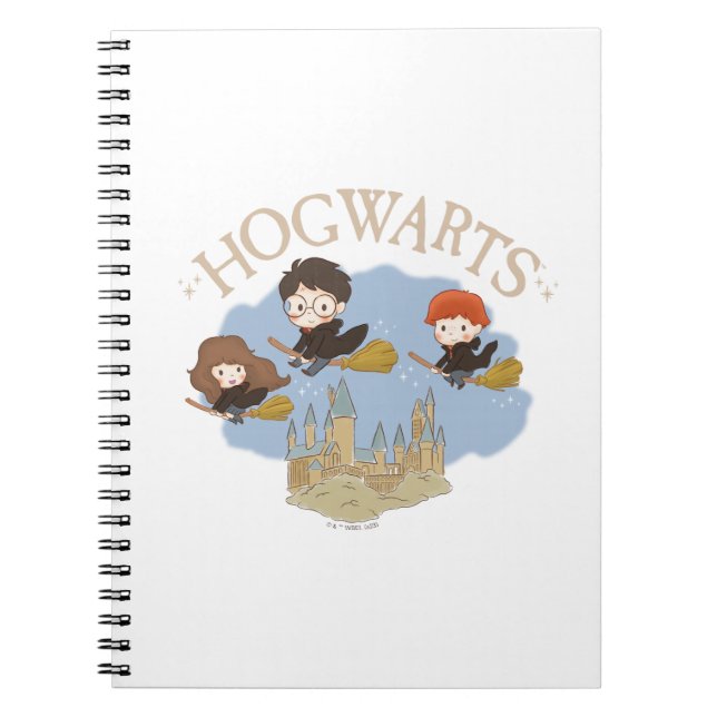 HARRY POTTER™, Hermione, & Ron Fly Over HOGWARTS™ Notebook (Front)
