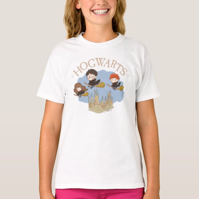 HARRY POTTER™, Hermione, & Ron Fly Over HOGWARTS™ T-Shirt (Front)