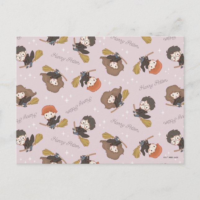 HARRY POTTER™, Hermione, & Ron Flying Pattern Postcard (Front)