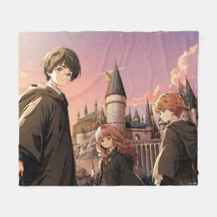 HARRY POTTER™ Hermione & Ron HOGWARTS™ Anime Scene Fleece Blanket