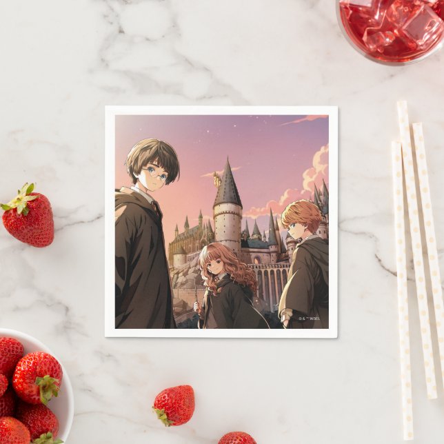 HARRY POTTER™ Hermione & Ron HOGWARTS™ Anime Scene Napkin (Insitu)