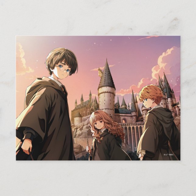 HARRY POTTER™ Hermione & Ron HOGWARTS™ Anime Scene Postcard (Front)