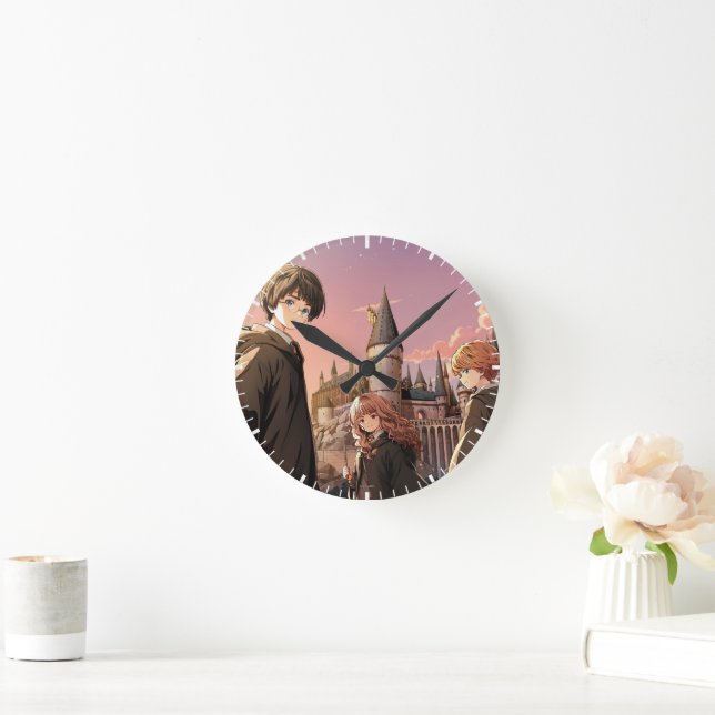 HARRY POTTER™ Hermione & Ron HOGWARTS™ Anime Scene Round Clock (Home)
