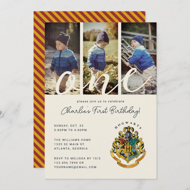 Harry Potter | Hogwarts 1st Birthday Photo Invitation (Front/Back)