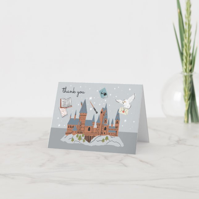 Harry Potter Hogwarts Castle Baby Shower Thank You Card (Front)