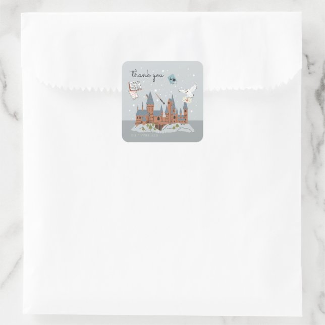 Harry Potter Hogwarts Castle Baby Shower Thank You Square Sticker (Bag)