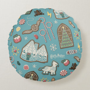 HARRY POTTER™ HOGWARTS™ Christmas Cookie Pattern Round Cushion