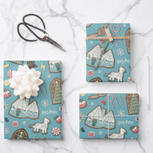 HARRY POTTER™ HOGWARTS™ Christmas Cookie Pattern Wrapping Paper Sheet