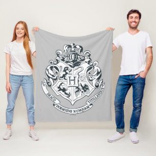 Harry Potter Hogwarts Crest - Black and White Fleece Blanket