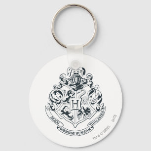 Harry Potter   Hogwarts Crest - Black and White Key Ring